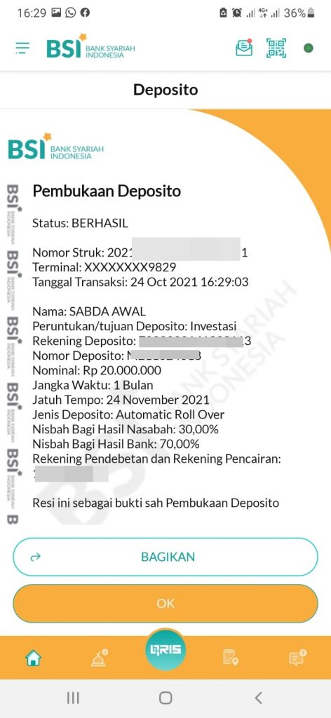 deposito bank syariah indonesia dan bagi hasilnya